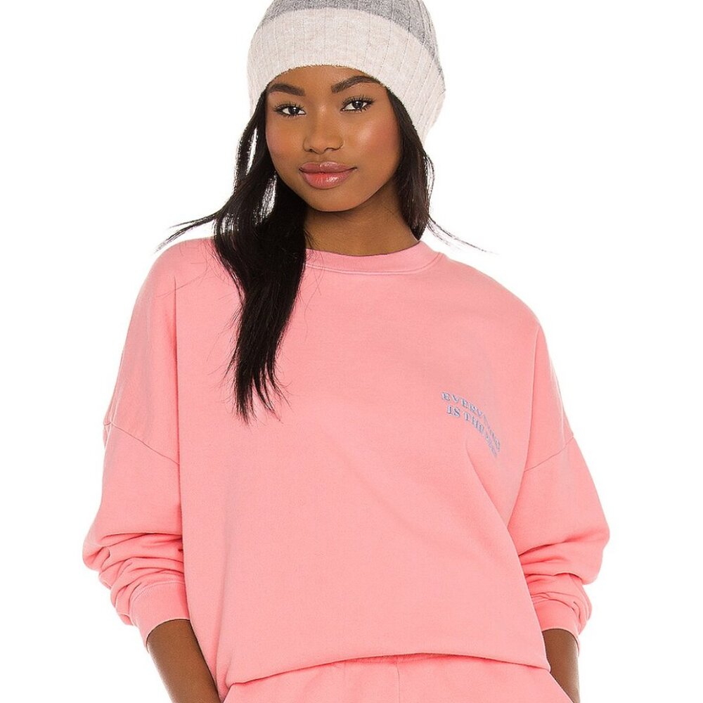 Everything Is The Best Crewneck Sweatshirt - By LPA Size Medium Pink 100% Cotton